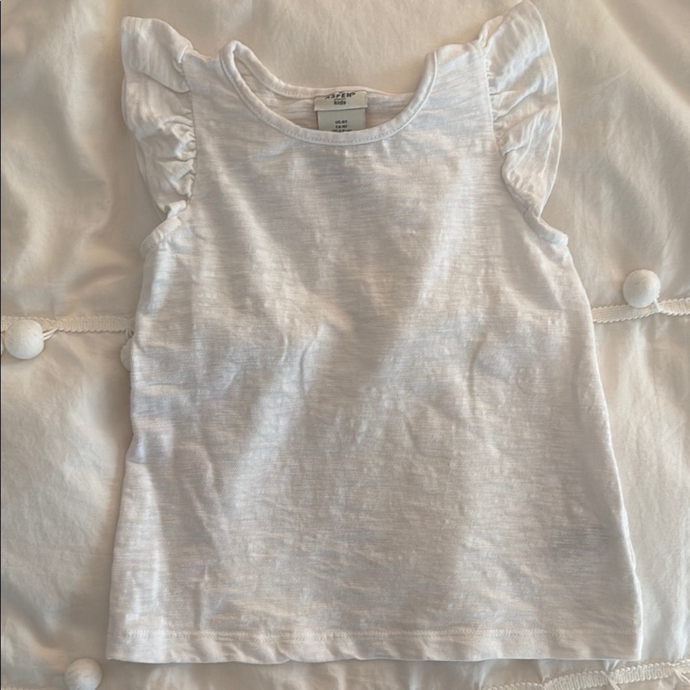 White Ruffled Kids Top